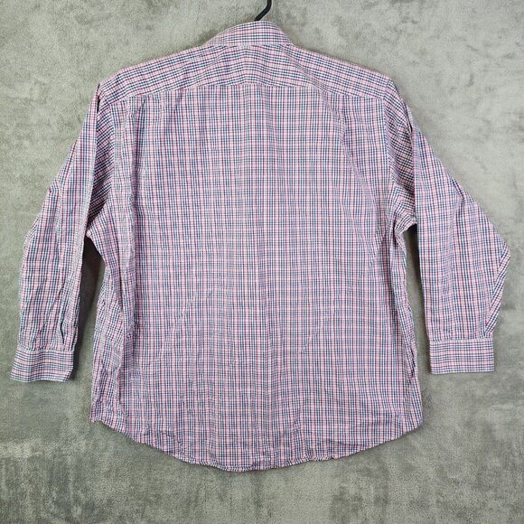 Mens Nordstrom Tech-Smart Red Blue White Check Classic Fit Long sleeve Shirt 19 - Picture 5 of 8